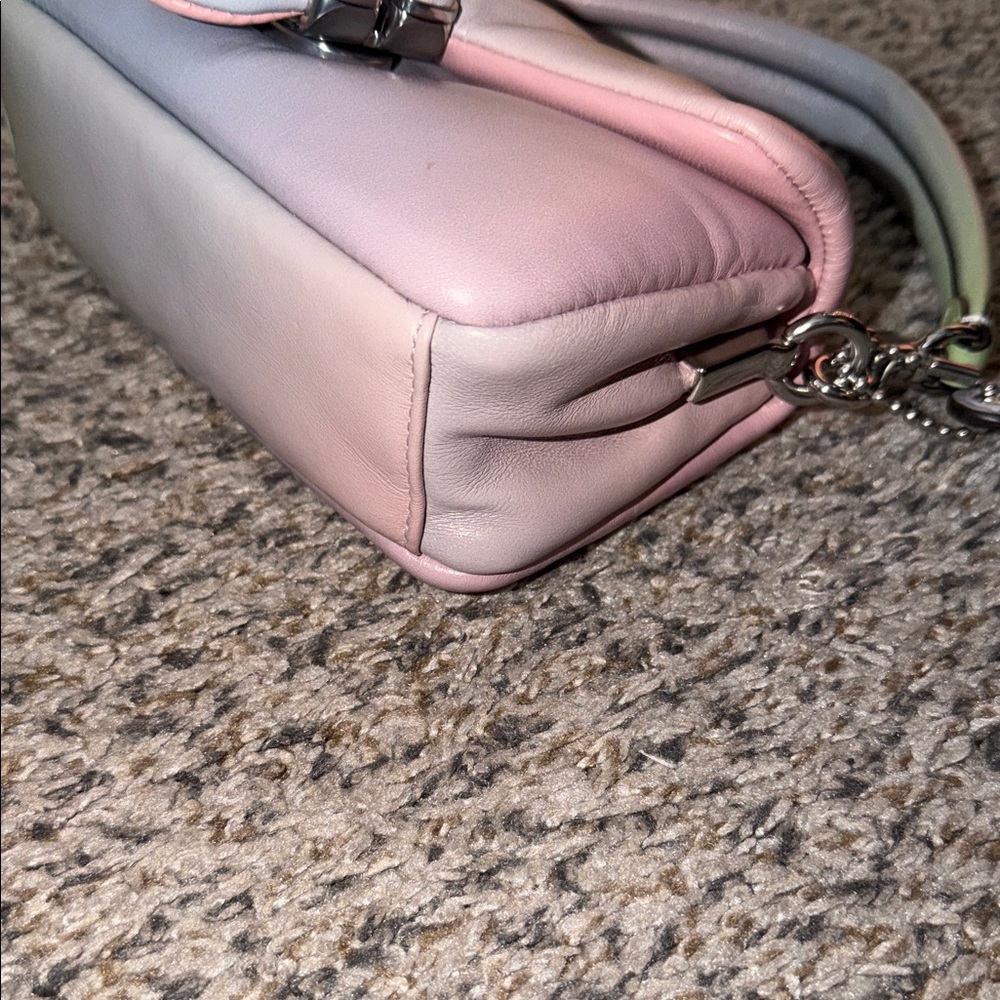 Coach Pastel Gradient Leather Shoulder Bag in Mint, Pink and Pale Blue - Picture 8 of 14